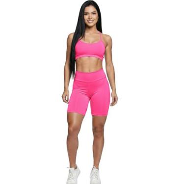 Imagem de Conjunto Top Alça Fina e Bermudinha Suplex Vekyo Roupa Para Academia F