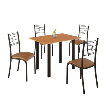 Imagem de Conjunto Sala de Jantar Mila 4 Cadeiras Ella Preto c/ Jambo - Casa e C