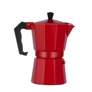 Imagem de Cafeteira Italiana Vermelha 6 Xícaras Grande Alumínio