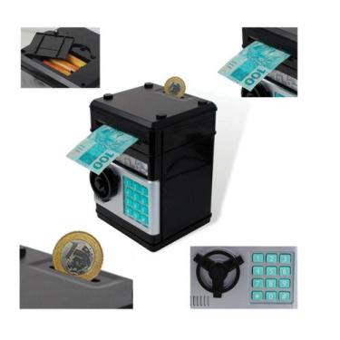 Imagem de Cofre digital eletronico puxa notas e moedas - PCI-ELETRO, Preto