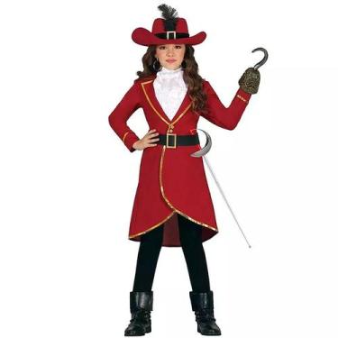 Imagem de Roupa Pirata Infantil Menina Fantasia com Sobretudo e Cinto - Fantasia