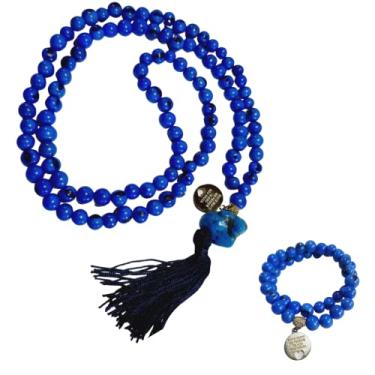 Imagem de Japamala 108 contas semente de açaí natural + Pulseira (Azul Royal)