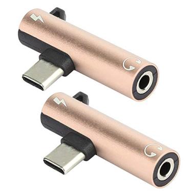 Imagem de Adaptador de áudio USB C para 3,5 mm, 2 peças 2 em 1 universal TypeC para cabo de áudio auxiliar de 3,5 mm, adaptador distribuidor de fone de ouvido para Moto para Le para Xiaomi 6 para Nubio Z17,