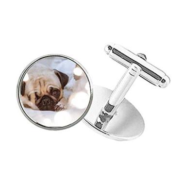 Imagem de DIYthinker Bulldog Pet Animal Lonely Picture Abotoaduras com fecho de botão redondo