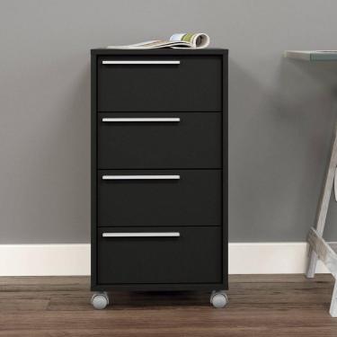 Imagem de Gaveteiro 4 Gavetas com Rodízios Maia Politorno Preto