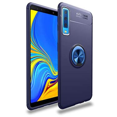 Imagem de Capa compatível para Samsung Galaxy A7 2018 Capa de silicone Suporte de protetor magnético Anel de absorção de choque TPU + ABS Material Capa anti-queda:Azul