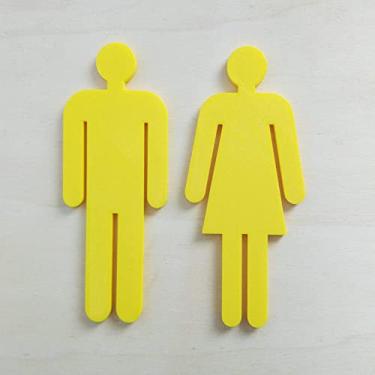 Imagem de Quadro/placa Sinalização Mas/fem Banheiro Unissex Indicativa Cor:Amarelo