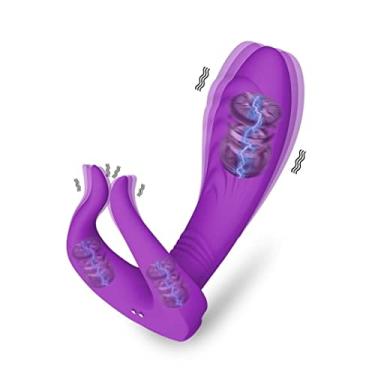 Imagem de Vibrador Controle Remoto Sem Fio Estimulação Dupla Motor 10 Velocidades Ponto G Brinquedos Sexuais Para Adultos (Roxo)
