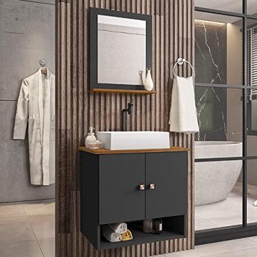 Imagem de Gabinete Banheiro Deli Torino Bco Torneira Valv Click Black Cor: Preto Fosco/Nature