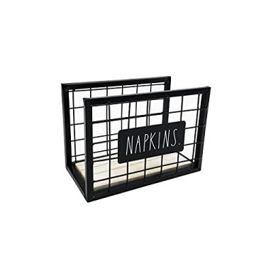 Imagem de Rae Dunn Porta-guardanapos rústico – Porta-guardanapos para casa de fazenda com design de malha de arame preto vintage – Porta-guardanapos para mesas – Decoração de cozinha e casa – Acessórios de restaurante e bar