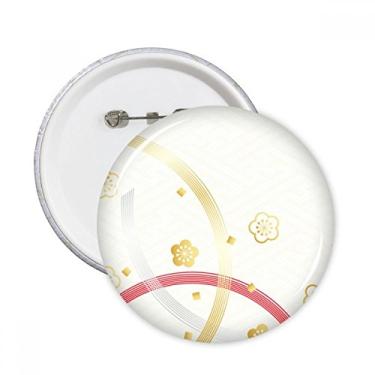 Imagem de Sakura Branco Geometria Flores Padrão Pinos Redondos Emblema Botão Decoração Acessório 5 peças