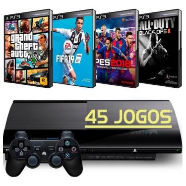 Playstation 3 Ps3 Super Slim + 45 Jogos + Fifa 19 + Gta5