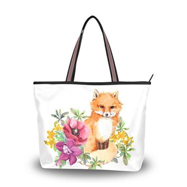 Imagem de Bolsa de ombro feminina My Daily com flor de raposa, Multi, Large
