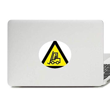 Imagem de Símbolo de aviso amarelo preto empilhadeiras triângulo vinil emblema gráfico laptop adesivo caderno decalque