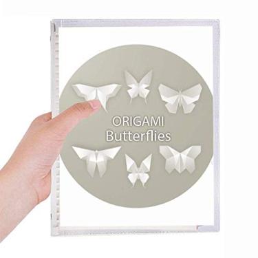 Imagem de Caderno branco abstrato borboleta, padrão origami, folhas soltas, diário recarregável, papelaria