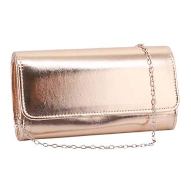 Imagem de Naimo Bolsa clutch pequena Flap Dazzling com corrente removível, Champanhe esmaltado, One Size