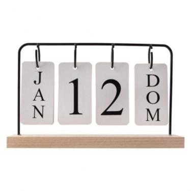 Imagem de Calendário Permanente De Mesa Madeira Home Office Decoração