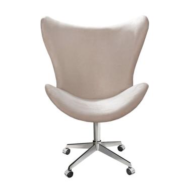 Imagem de Poltrona Alice Lisa Cadeira Egg Slim Pé Giratório com Rodinhas Recepção, Escritório Cinza Capuccino