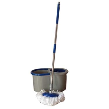 Imagem de CLEAN TECH Mop Rotativo 3 em 1, Balde com 13 litros, Centrifuga 360, Microfibra, Tira Pó e Limpeza Pesada (Branco)