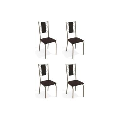 Imagem de Cadeira Sala de Jantar Lisboa 4C076 Aço Kit 4 Uni Niquel/Preto 110 - Kappesberg