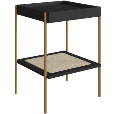 Imagem de Mesa Lateral Para Sala de Estar Industrial Indy A03 Nero Dourado - Lya