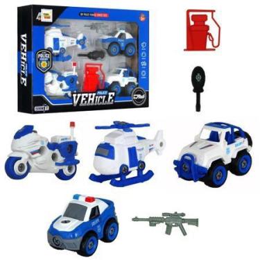 Imagem de Brinquedo Monta Desmonta Policial Helicóptero Carro Moto - TOYS