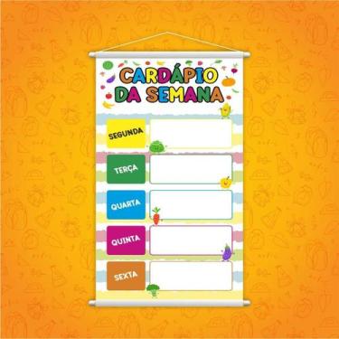 Imagem de Cardápio Da Semana Banner Escolar Pedagógico Grande - Plimshop