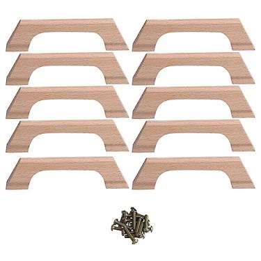 Imagem de Puxadores de gaveta de madeira inacabada 10 peças - armários de cozinha móveis cômoda guarda-roupa puxadores de gaveta puxadores