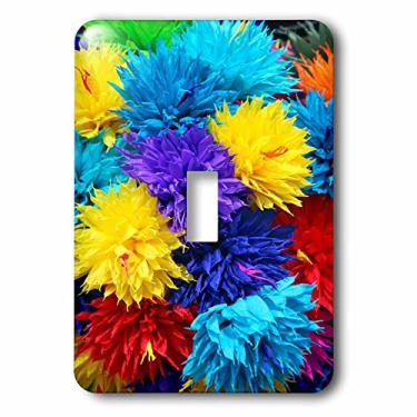 Imagem de 3dRose lsp_62205_1 Flores de seda em vermelho turquesa amarelo n roxo interruptor único, multicolorido