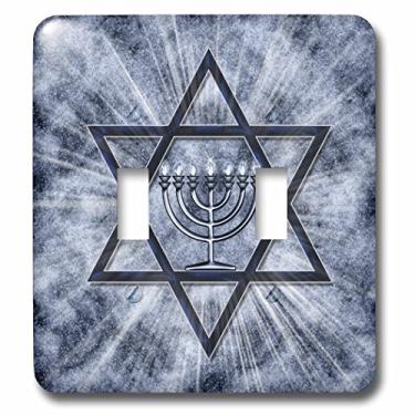 Imagem de 3dRose lsp_52283_2 Hanukkah Menorah com estrela de Davi em interruptor duplo azul