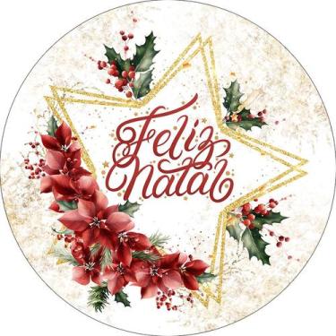 Imagem de Painel De Festa Redondo 1,50x1,50 - Natal Folhagens Efeito Glitter 027
