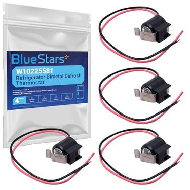 Imagem de W10225581 Termostato de descongelamento bimetálico de geladeira de substituição da BlueStars - Ajuste exato para Whirlpool Kenmore - Substitui WPW10225581 PS11750673 AP6017375 2188824 2321799 W10260437 - Pacote com 4 e