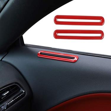 Imagem de JeCar – Tampa para ventilação de ar condicionado para janela lateral interior do carro para Dodge Challenger 2015-2020 (vermelho)