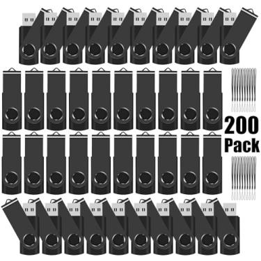 Imagem de EASTBULL Pen drive USB a granel 4 GB pacote com 200 cordões USB 2.0 pen drive giratório para armazenamento e backup pacote com 200 GB