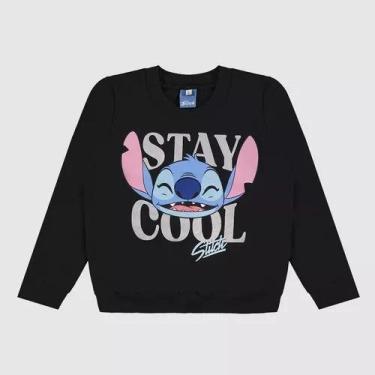 Imagem de Blusa de Moletom Stitch Blusão Agasalho Básico Disney Malwee, Preto, 4
