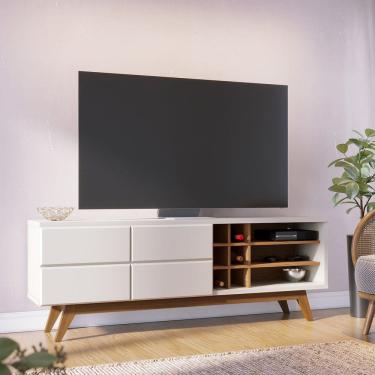 Imagem de Rack para TV até 70 Pol com Adega 180x64cm Noronha Off White Freijó