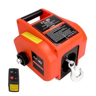 Imagem de Cygrd Guincho elétrico para barco, guincho de reboque elétrico reversível 12 V CC, Power-in, Power-Out e operações de roda livre para barcos 907 kg com controle remoto sem fio e manivela