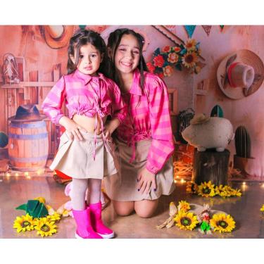 Imagem de Conjunto Infantil Xadrez Bege