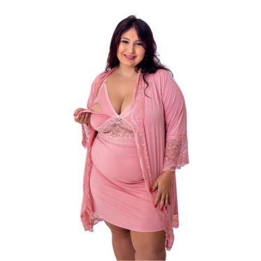Imagem de Kit Maternidade Plus Size IMI  Camisola com Abertura para Amamentação 