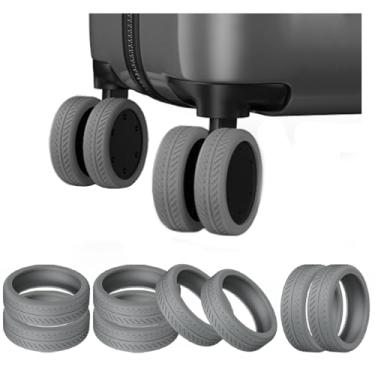 Imagem de TUCANA Capas De Silicone Para Rodas Malas Ou Cadeiras Escritório, Elásticas, Silenciosas E À Prova Choque (Cinza)