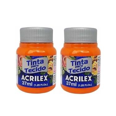 Imagem de Tinta Para Tecido Fosca Acrilex 37ml 2 Unidades Artesanato Fixação Frio Alta Cobertura – Fixação a Frio e Alta Cobertura Com Acabamento Fosco, Este Kit É A Escolha Perfeita Para Quem Busca Qualidade (Laranja 517)