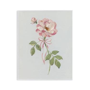 Imagem de Stupell Industries Zinnia rosa com placa de parede de fita design de arte por Sally Swatland, 28 x 35