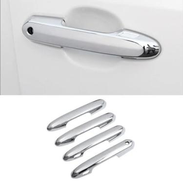 Imagem de Car Stylings Maçaneta externa externa preta traseira direita esquerda compatível com RAV4 2020+ (aparência de carbono)