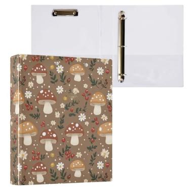 Imagem de Fichários redondos de cogumelo, folhas de 3 cm, folhas de flor e margarida, 3 anéis, para escritório, escola, material de trabalho, pasta de arquivos, capacidade de 200 folhas, fácil de abrir