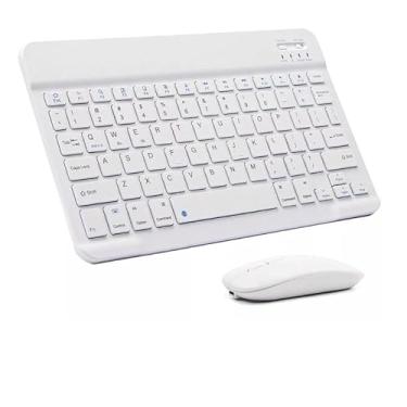 Imagem de Kit Teclado e Mouse Sem Fio Bluetooth Branco ? Slim, Silencioso, Port?til e Compat?vel com Notebook, Tablet, Celular, iOS, Android e Windows
