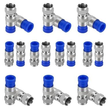 Imagem de Conector de compressão de cabo coaxial RG6, pacote com 20, cabo de antena reta coaxial tipo F de 75 ohm, adaptador de compressão para cabo coaxial RG-6, satélite, Internet
