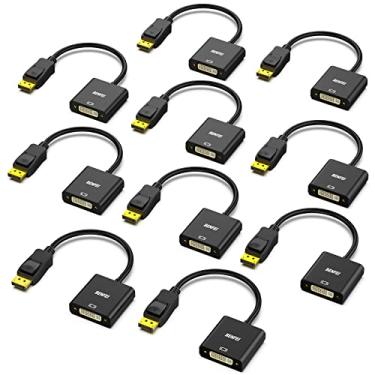 Imagem de BENFEI Adaptador de link único DisplayPort para DVI DVI-D pacote com 10, porta de exibição unidirecional para conversor de tela DVI 1080P 60Hz macho para fêmea preto compatível com Lenovo, Dell, HP e