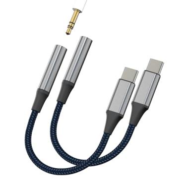 Imagem de Adaptador de áudio USB C para fone de ouvido de 3,5 mm (pacote com 2) para iPhone 16 15 Pro Max para Apple DAC AUX Jack cabo conector tipo C para iPad compatível com Samsung S25 Ultra acessórios de