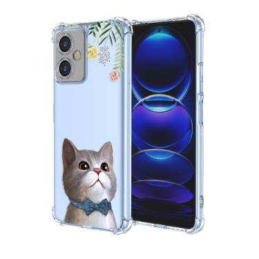 Imagem de OEURVQO Capa para Xiaomi Redmi Note 12 5G Poco 5X, estampa de gato fofo transparente animal de desenho animado, TPU macio à prova de choque, capa protetora de silicone para celular Xiaomi Redmi Note