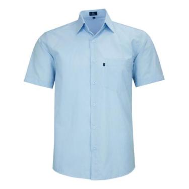 Imagem de Camisa Social Masculina Manga Curta Lbl Com Bolso Passa Fácil 3034, Az